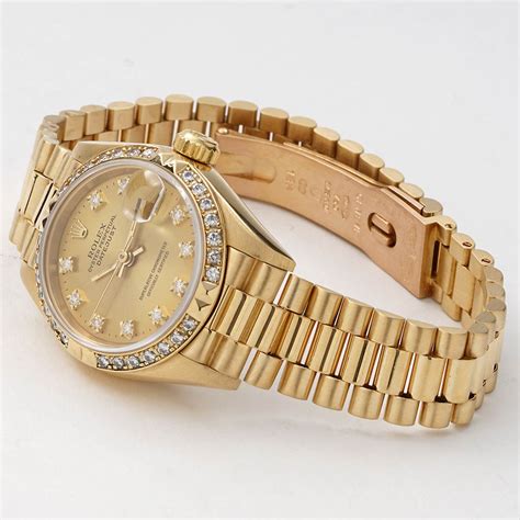 rolex ladies datejust gold 1993 diamond pyramid bezel|ladies rolex datejust white dial.